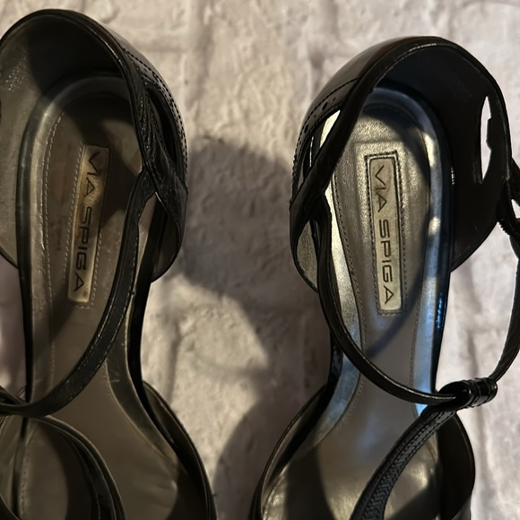 Via Spiga Open Toe Black Women’s Heels Size 8.5 - Picture 4 of 13